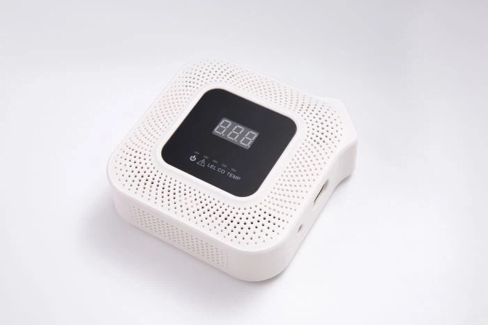 2 in 1 gecombineerde LCD-scherm Home Co en methaangasdetector met pluggable kabelingang